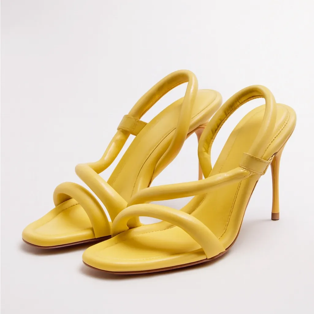 Alexandre Birman Yellow Cream Heeled Sandals - Image 3