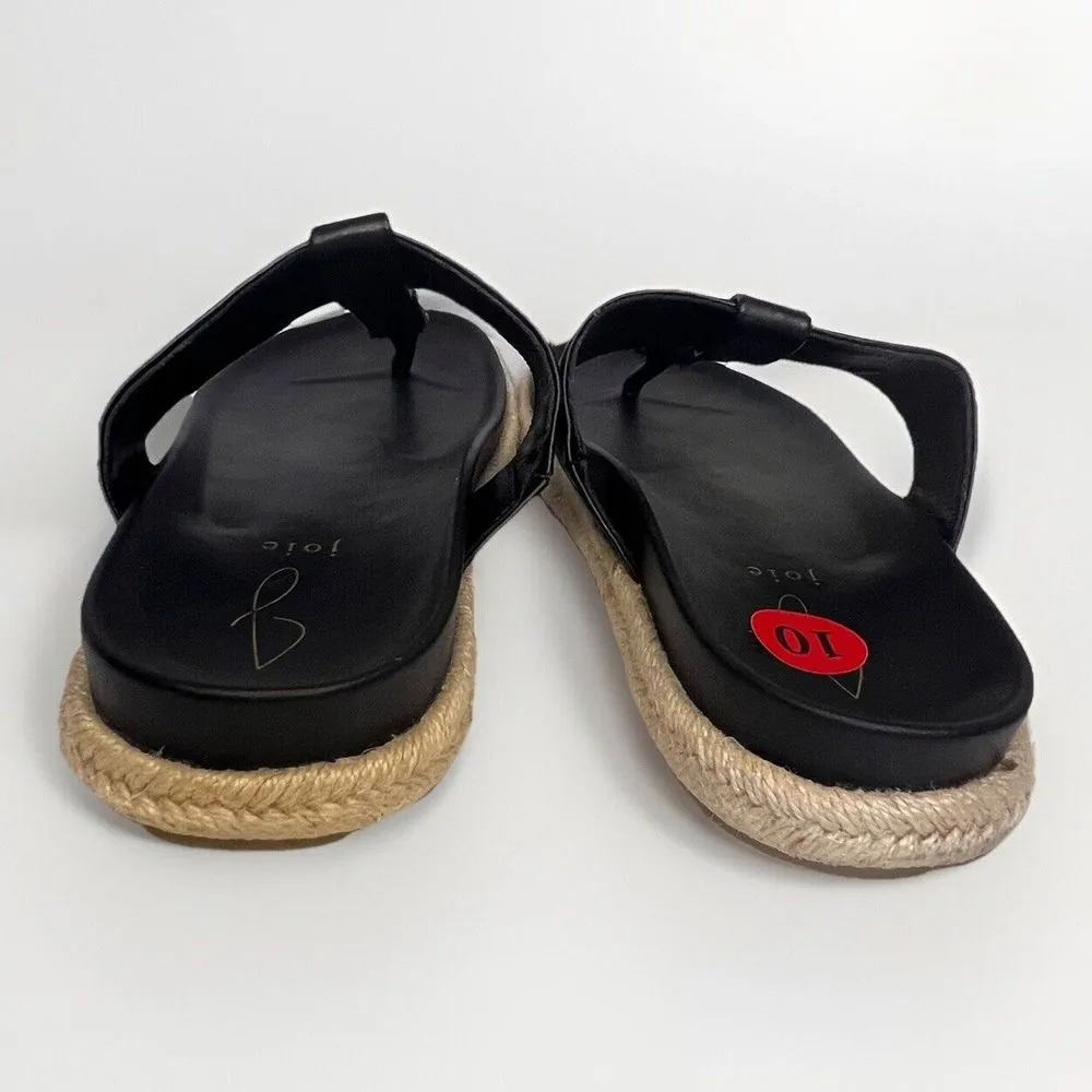 Joie Vegan Leather Espadrille Flat Thong Sandals Size 10 Black Slip On‎ Boho - Image 5