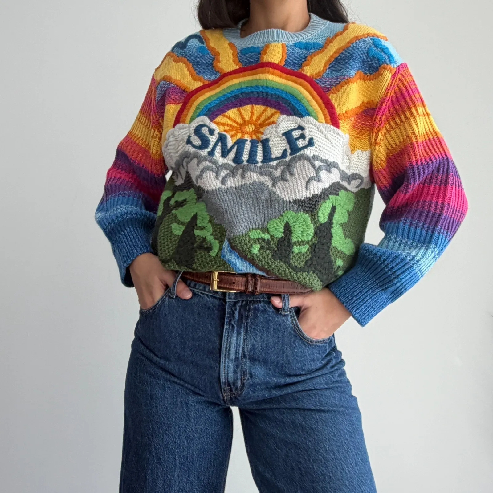 Stella McCartney Sweater Womens 38 Kind Smile Intarsia Jumper Wool Cotton Color - Image 3