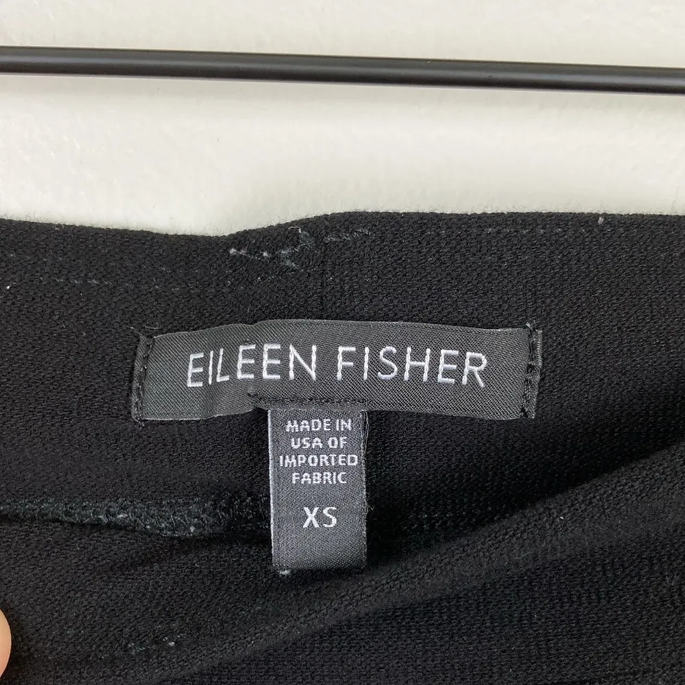 Eileen Fisher Ankle Crepe Pants Pull On Straight Leg Viscose Knit Size XS Black - Image 4