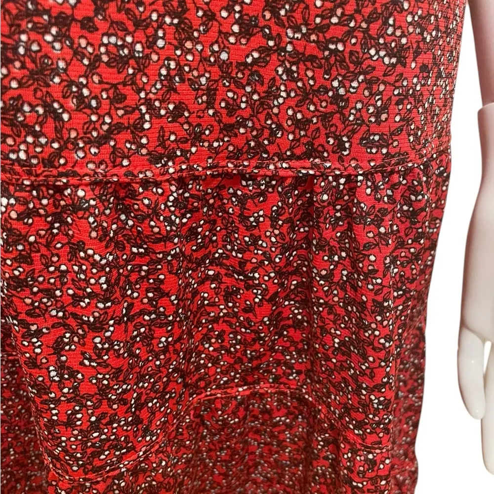 Max Studio Red Floral Print Tiered Sleeveless Flowy Tiered Shift Sundress Size 8 - Image 7