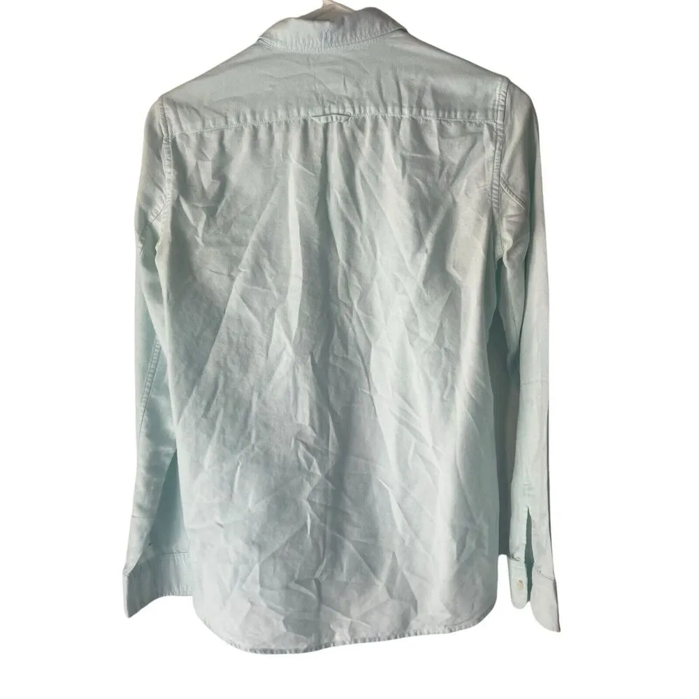 GAP Womens Size Small Light Blue Cotton Light Weight Semi Sheer Button Up Blouse - Image 5