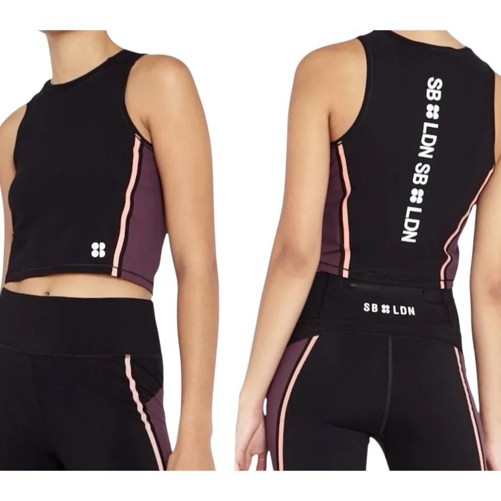 Sweaty Betty Homestraight Run Signature Athletic Stretch Crop Top Size Small - Image 3