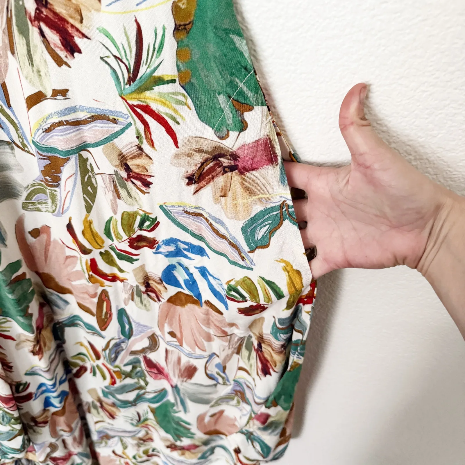 [World Market] Tropical Print Boho Oversized Jumpsuit NWT Size Small Medium S/M Green - Image 6