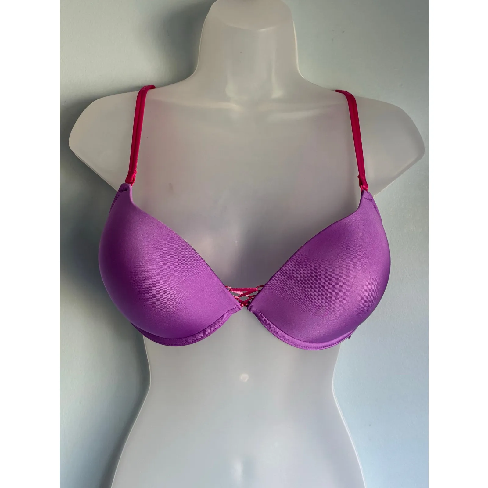 Frederick's of Hollywood Knockout Push Up Bra 34C Purple - Image 2