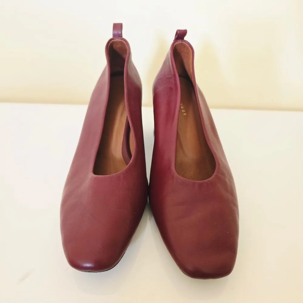 Cuero & Mor Burgundy Leather Block Heels Square Toes Wome's Size EU 36.5 6 Red - Image 3