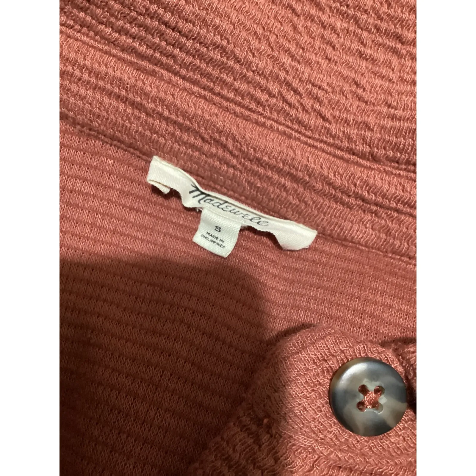 Madewell  Textured Button Front Shirt Jacket Brick Red Size Small - Image 7