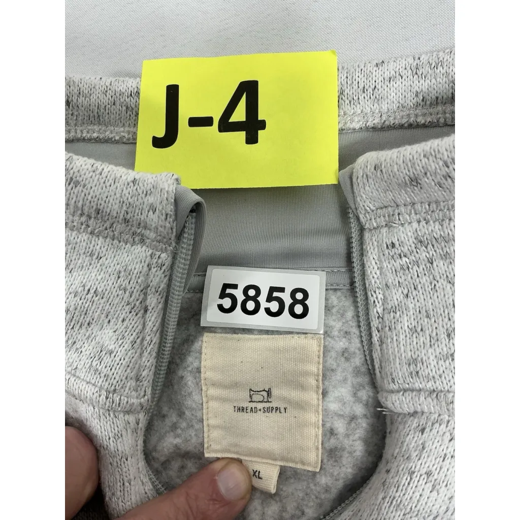 Womans Thread Supply Long Sleeve pullover Sweatshirt Gray XL 1/4 Zip Mock Neck - Image 3