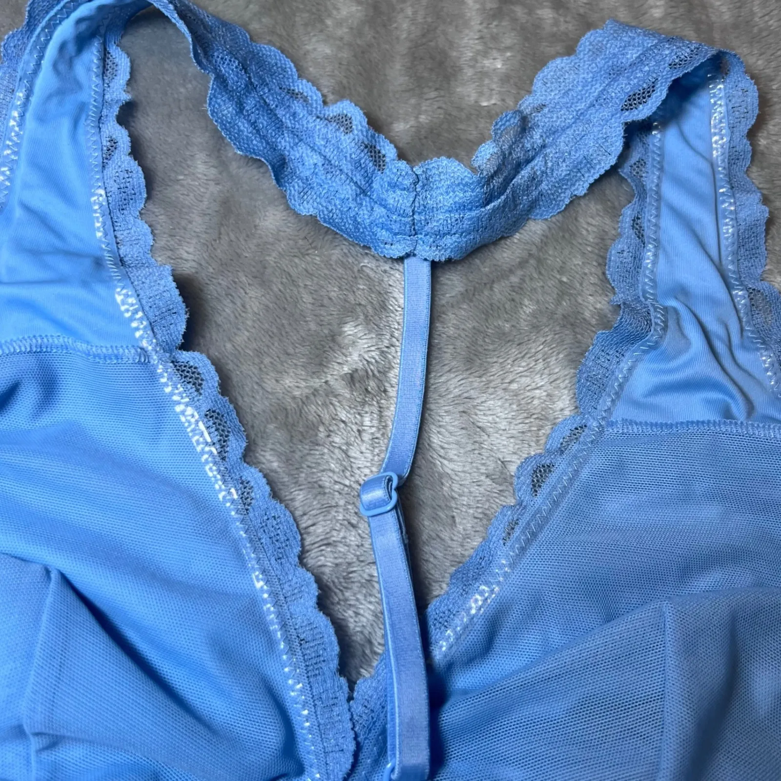 Victorias Secret Pink Lace T-Back Bralette Bra Womens Small Light Blue Intimates - Image 9