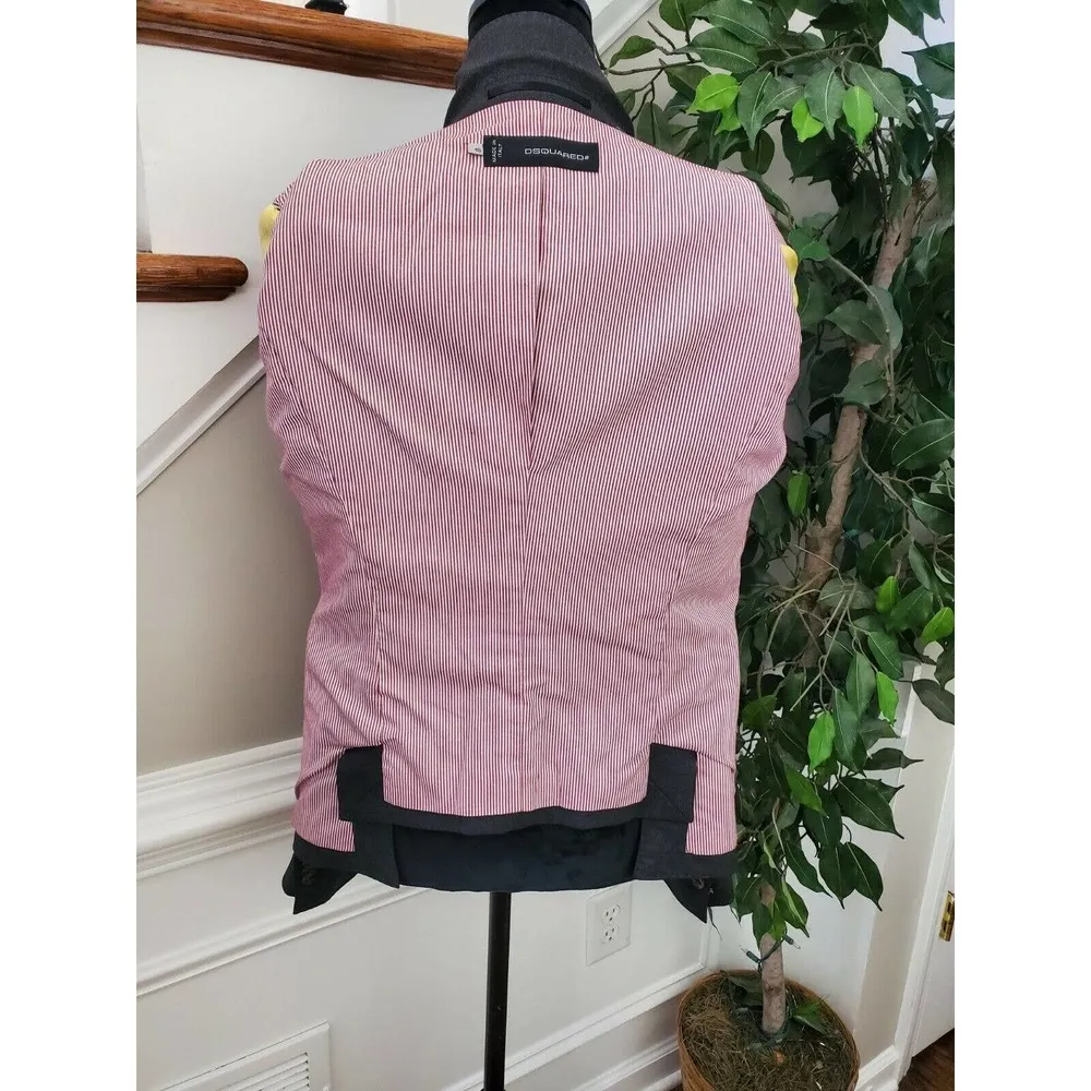 Dsquared2 Women's Solid Gray Wool Long Sleeve Single Breasted Blazer Size 46 - Image 7