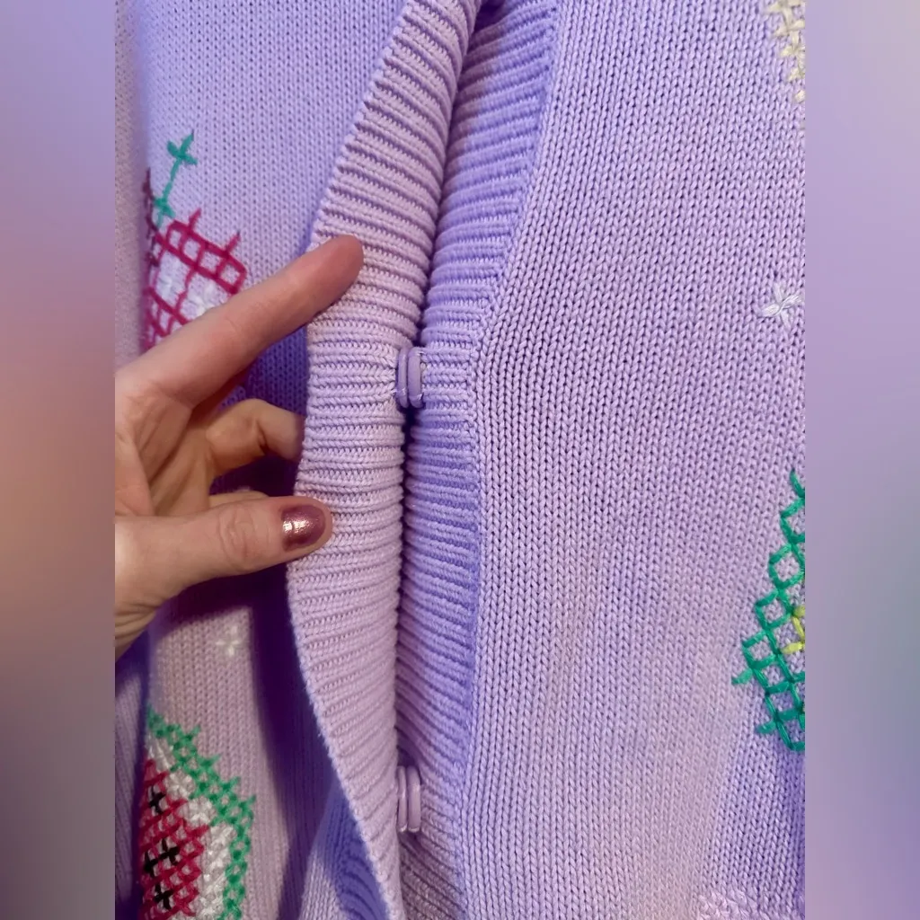 Olivia Rubin | Flora Fruit Cross Stitch Cardigan, size M Size M - Image 7