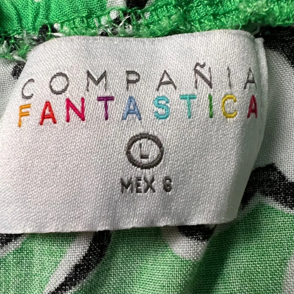 Compania Fantastica Womens Floral Babydoll Dress Large Midi Fairy Cottagecore Green - Image 2