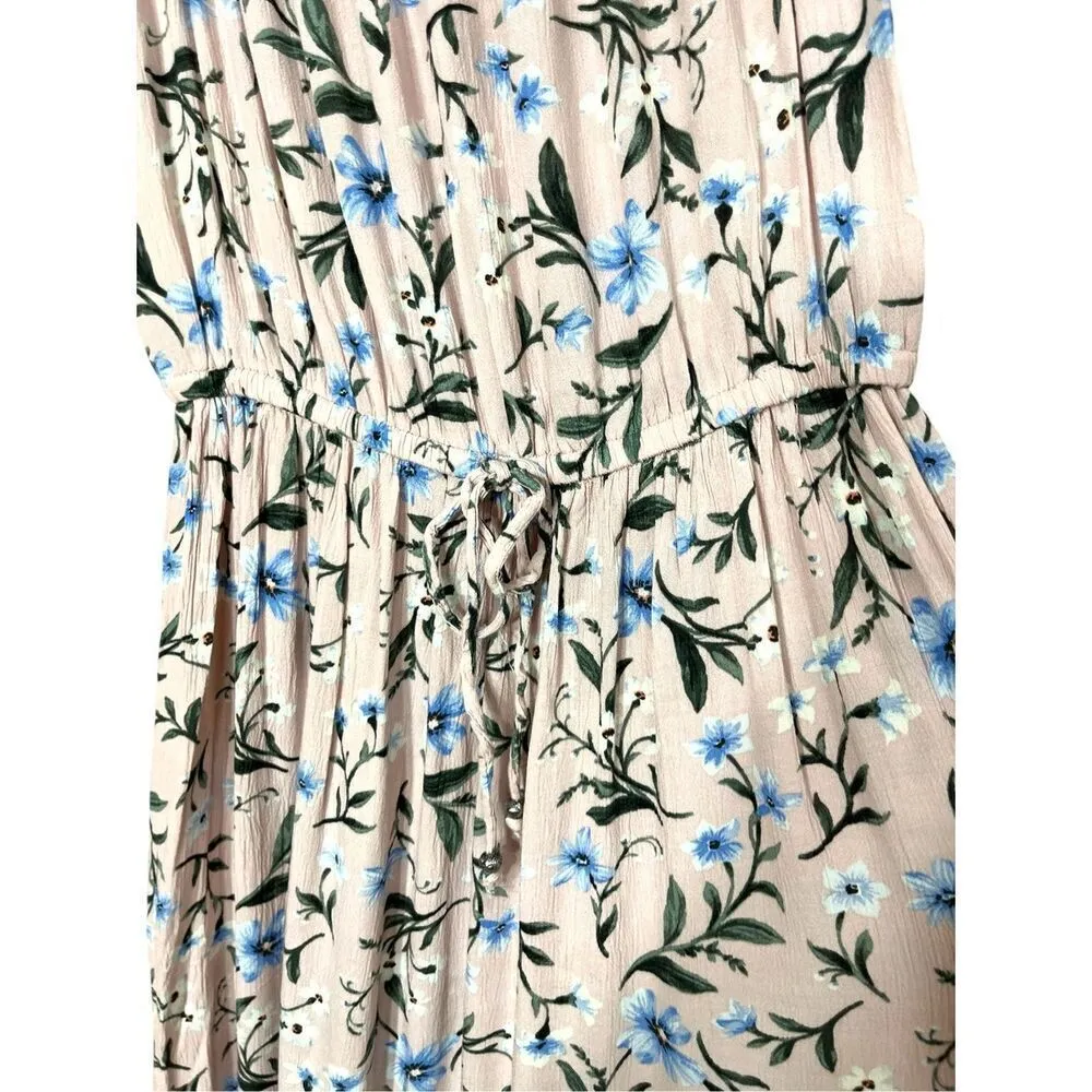 American Eagle Outfitters Pink Floral Tiered Boho Off Shoulder Maxi Dress Size M - Image 4