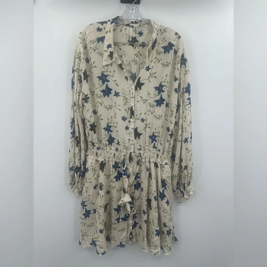 Free People Lighten Up Mini Dress Blue Floral Tea Combo Size XL - Image 2