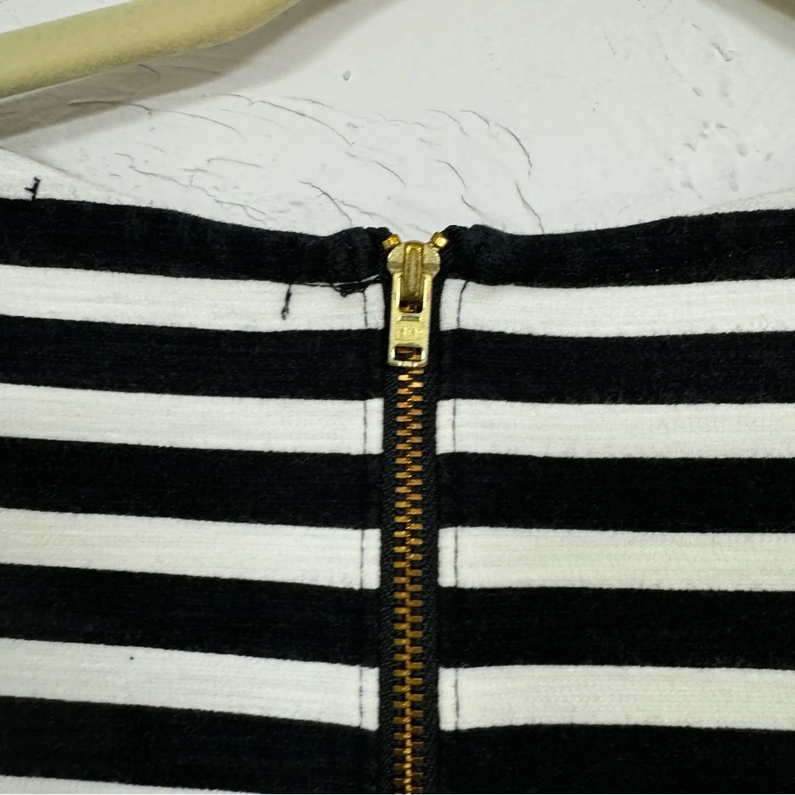 J Crew Black White Striped Short Sleeve Shift Dress Womens XS Preppy Academia - Image 3