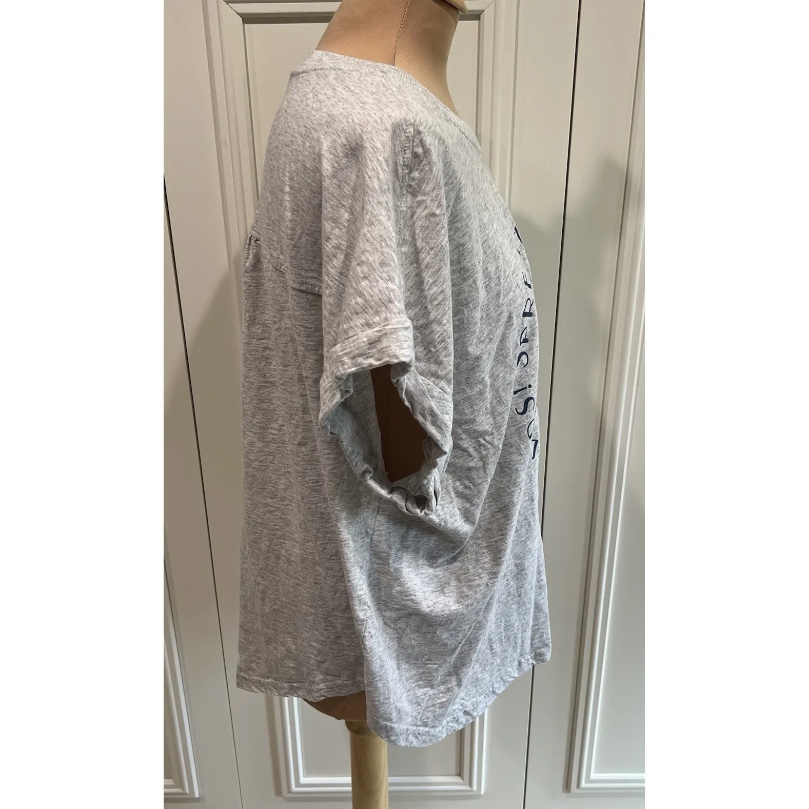 Jane + Delancey Gray Embroidered T Shirt Wild Flower Spread Kindness Inspiration Size XXL - Image 3