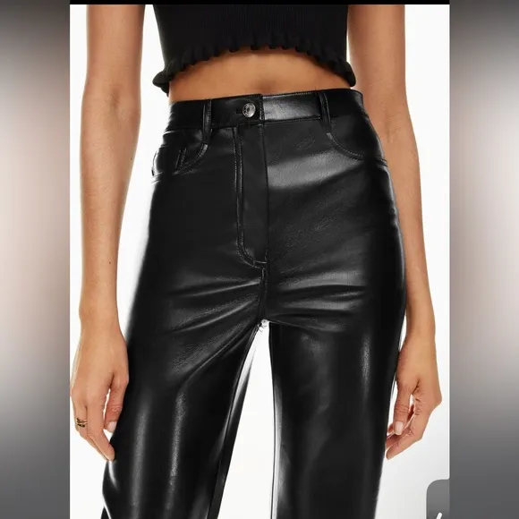 Aritzia Wilfred faux Leather Straight Leg Cropped Pants - size 4 - Image 2