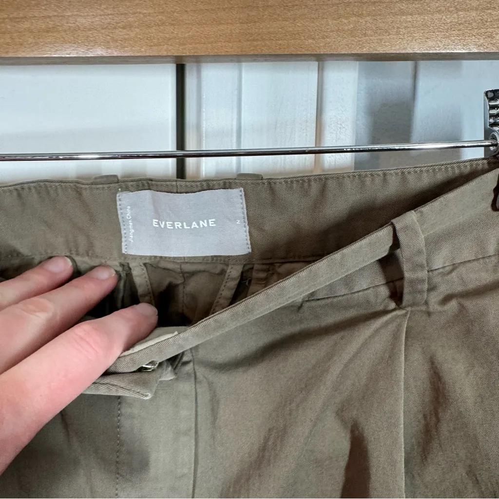 Everlane The Slouchy Stretch Twill Straight Leg Crop Trouser Chino Pants Green 2 - Image 5