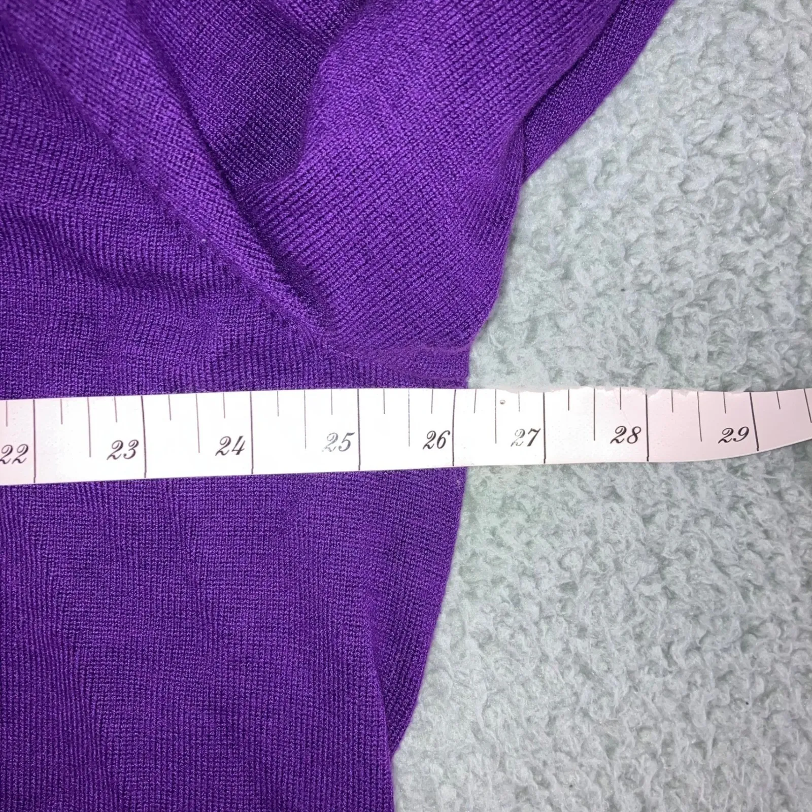 Sergio Hudson Strong Shoulder Sweater Dress 4X Mock Neck Midi Long Sleeve Knit Purple - Image 9