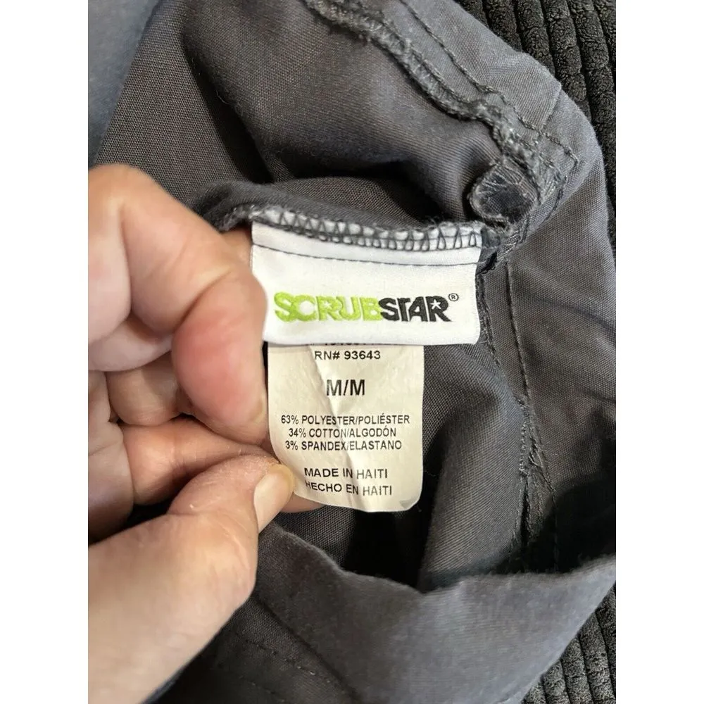 Scrubstar Gray Tie Waist Scrub Pants Size‎ M Pockets Straight Leg Medical - Image 4