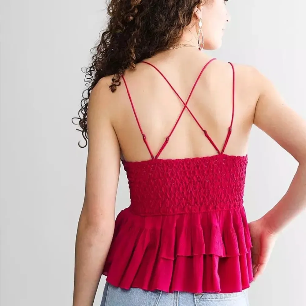 NWT FREE PEOPLE Adella Lace Woven Camisole Top M In Rose Hypnotic Babydoll - Image 3