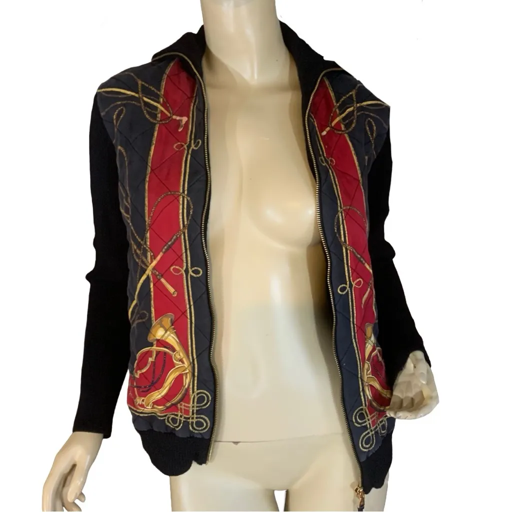 VTG 1990'S LAUREN RALPH LAUREN EQUESTRIAN BISHOP SILK & WOOL ZIPPER CARDIGAN (M) - Image 6