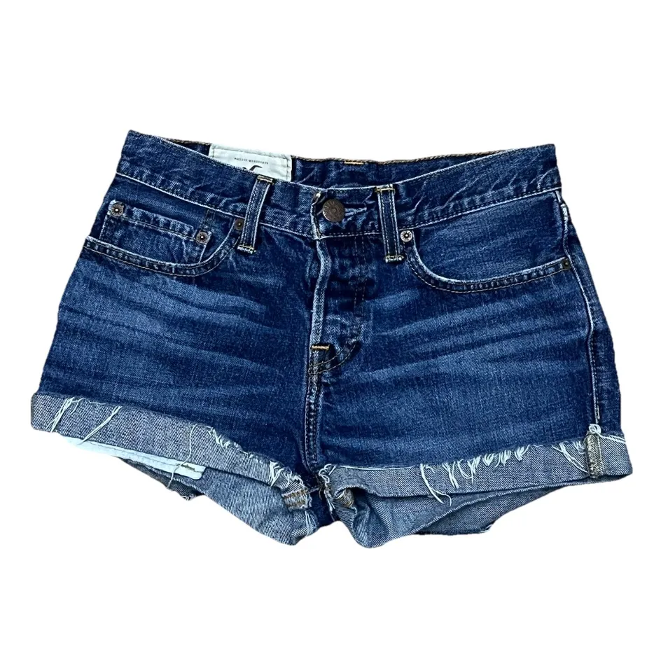 Hollister Low Rise Y2K Button Fly Denim Cut Off Shorts 28” Waist Preppy Coastal - Image 2