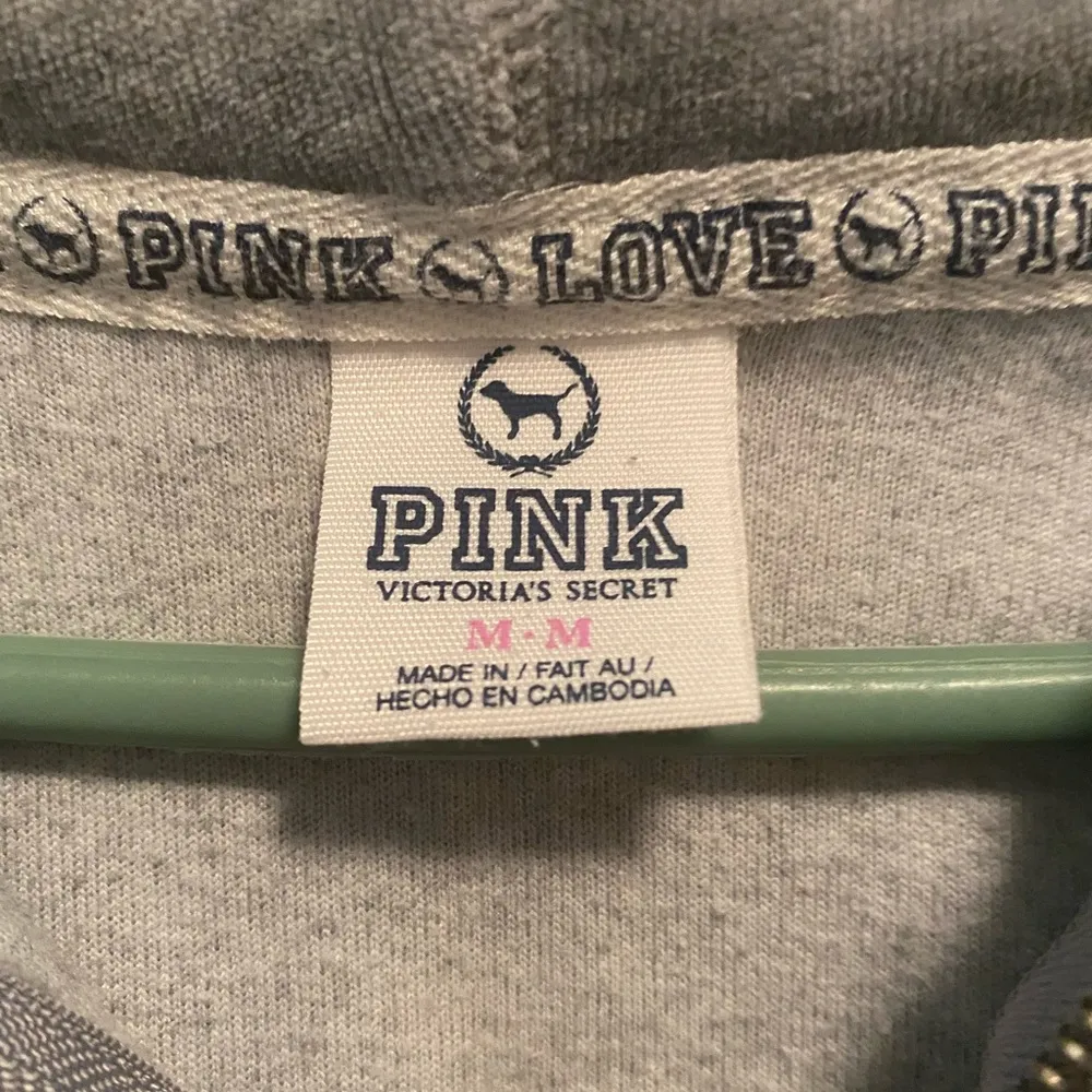 Grey Pink Zip Up velvet Gray Size M - Image 2