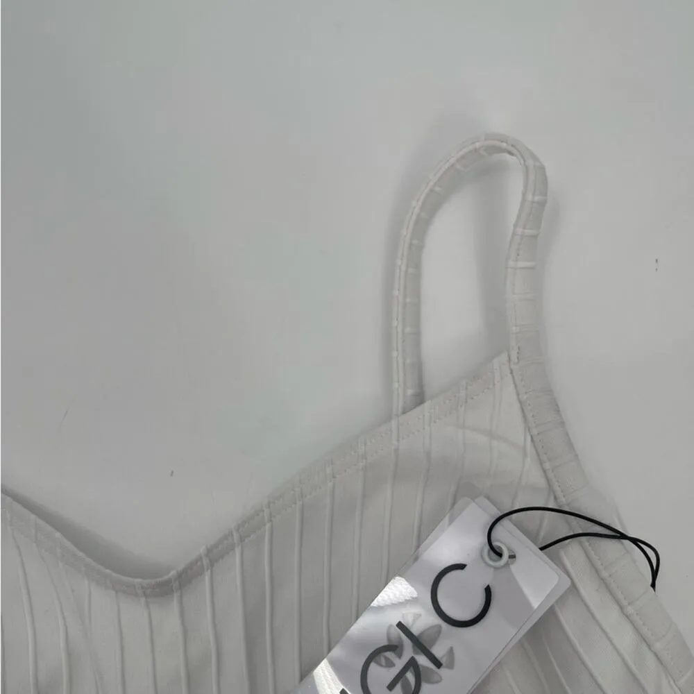 GIGI C Bikini Top Extra Small White Ribbed Beach Swim Designer Resort Coast NWT Size XS - Image 6
