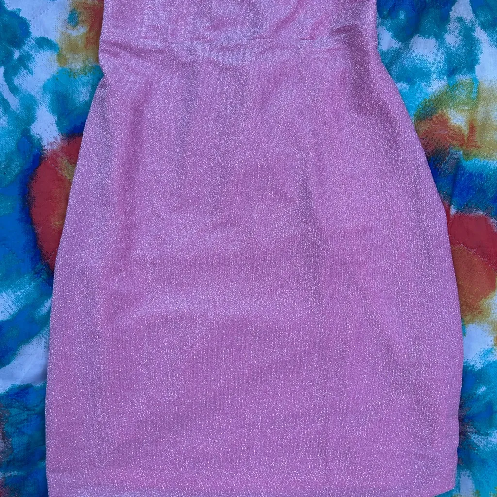 Pink Glittery Spaghetti Strap Dress - Image 4