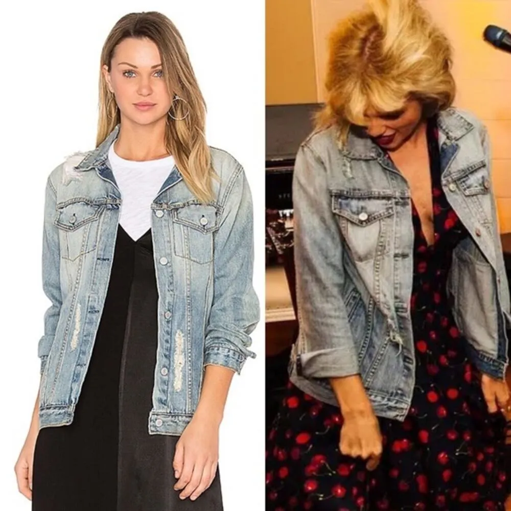Rails ASO Taylor Swift Knox Trucker Denim Jacket Vintage Wash Distressed SZ L - Image 16