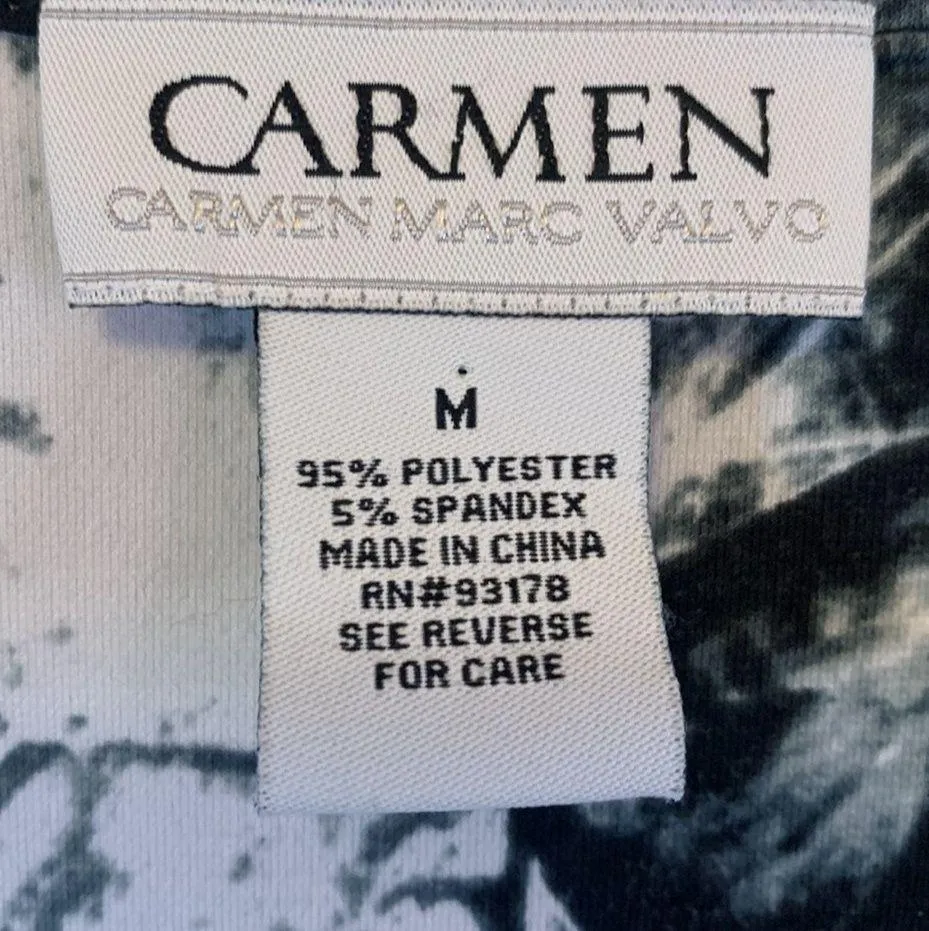 Carmen Carmen Marc Valvo Black & White Tie Dye Faux Wrap Dress Size M - Image 4