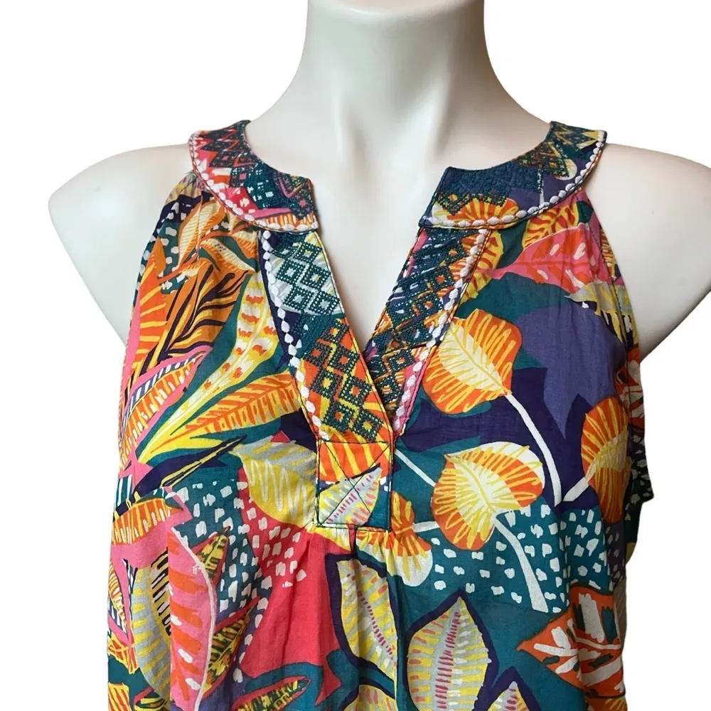Cynthia Rowley Tropical Print Lightweight Cotton Racerback Tank Top, Sz S - Image 8