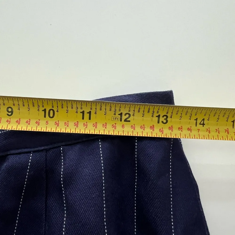 Christian Dior blazer skirt set navy blue pinstripe short sleeve vintage USA 6 - Image 9