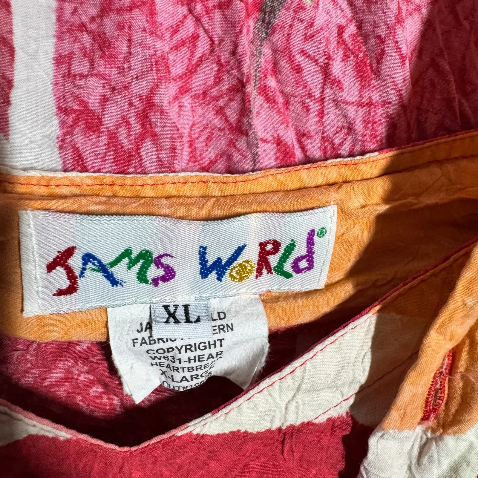 Vintage Jams World Boho Cottage Popover Top L and Tank XL Red Orange Floral 90s - Image 8