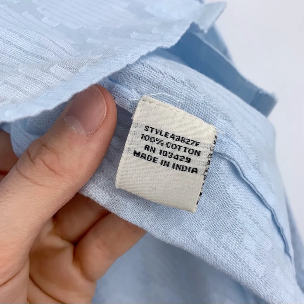 NWT CAFFE MARRAKESH Clipped Jacquard Button Down Shirt Light Blue M Size M - Image 6