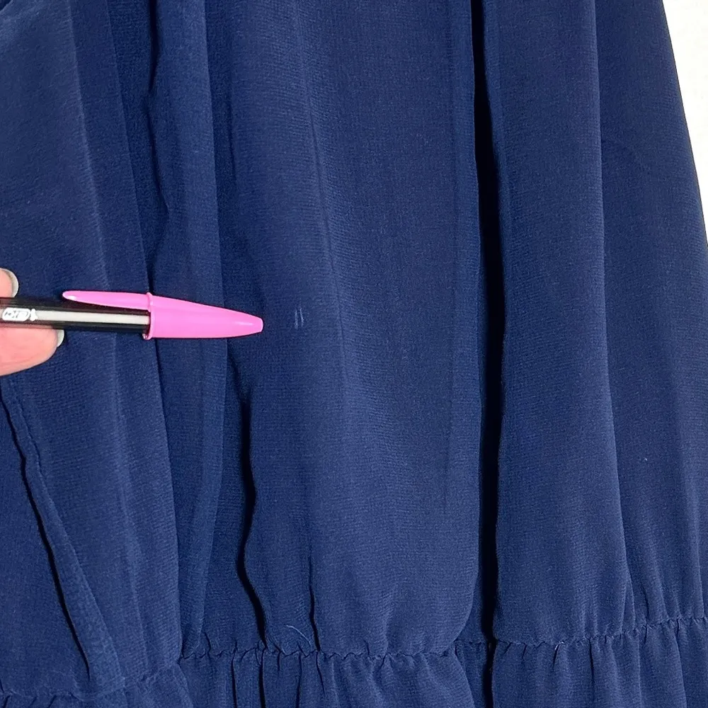Modcloth Floral Dress M Navy Blue Halter High Neck Sleeveless Lined Skirt - Image 3