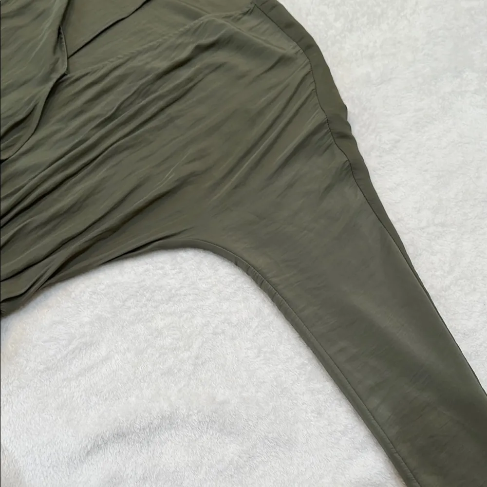 RAMY BROOK Sage Green Long Sleeve Pleated Gathered  Dress  Size S - Image 10