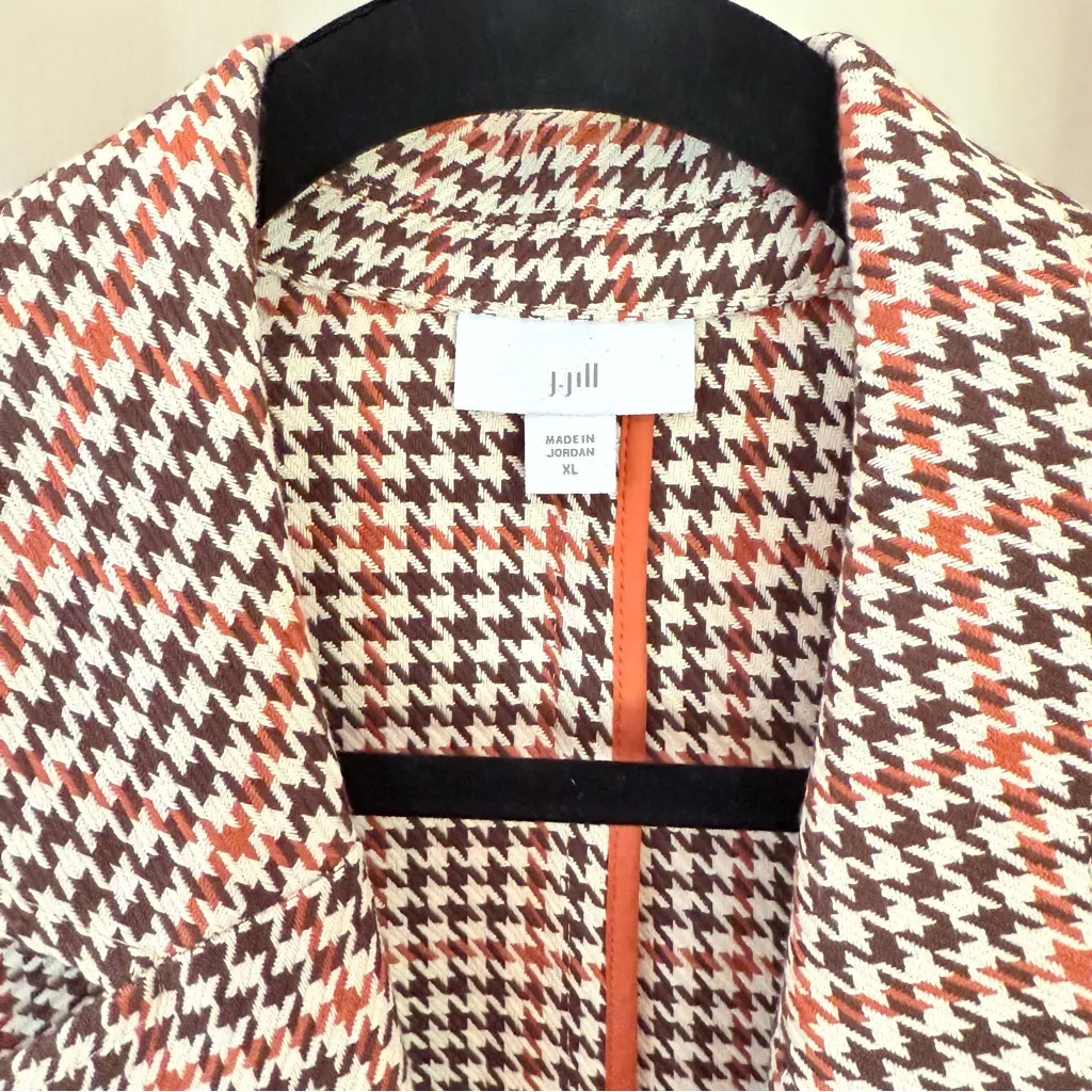 J.Jill Sonoma Houndstooth Duster Blazer Coat XL in Dark Oatmeal Brown - Image 3