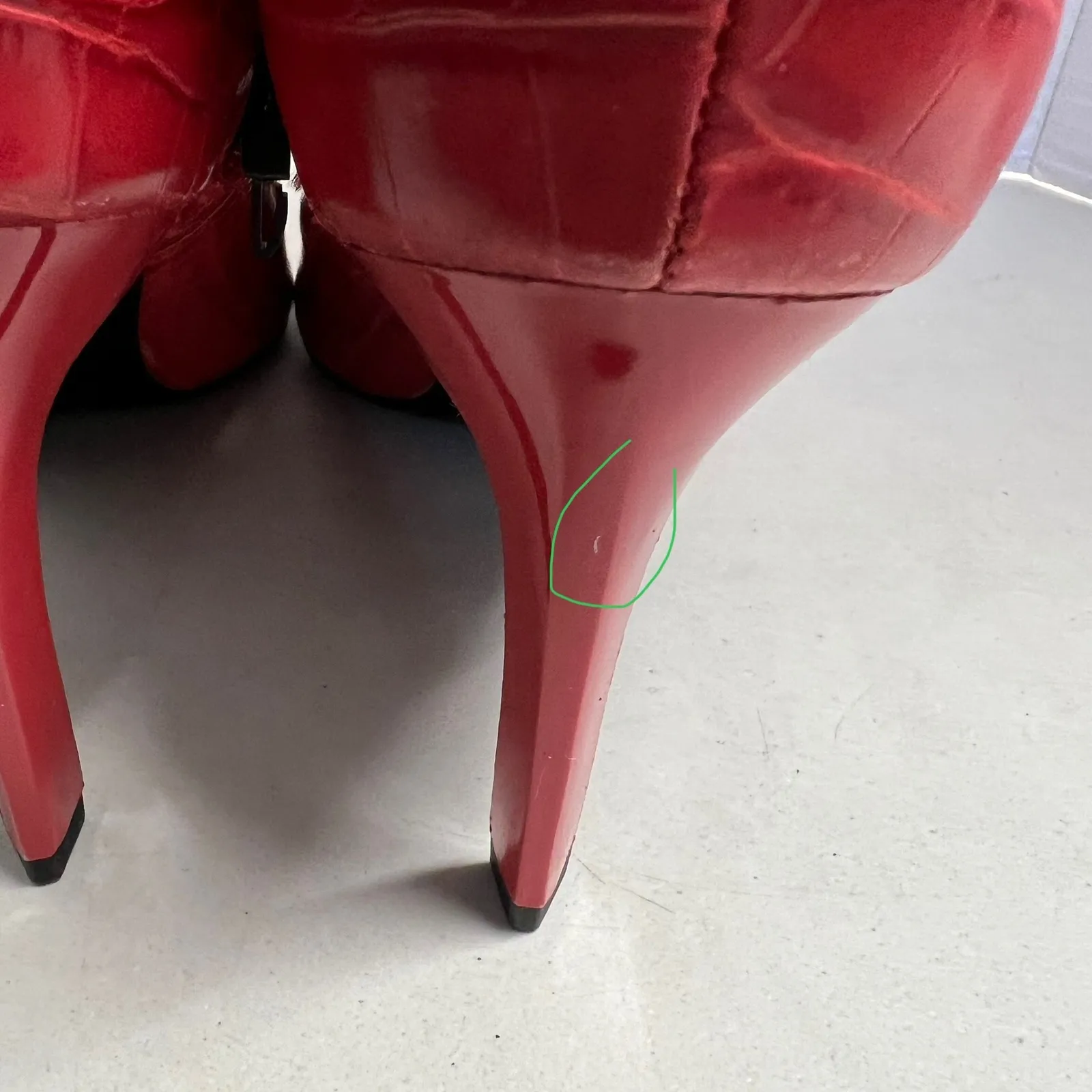 ZARA Trafaluc Red Croc Embossed Point Toe Stiletto Heel Ankle Boots 38 US 7.5 - Image 5