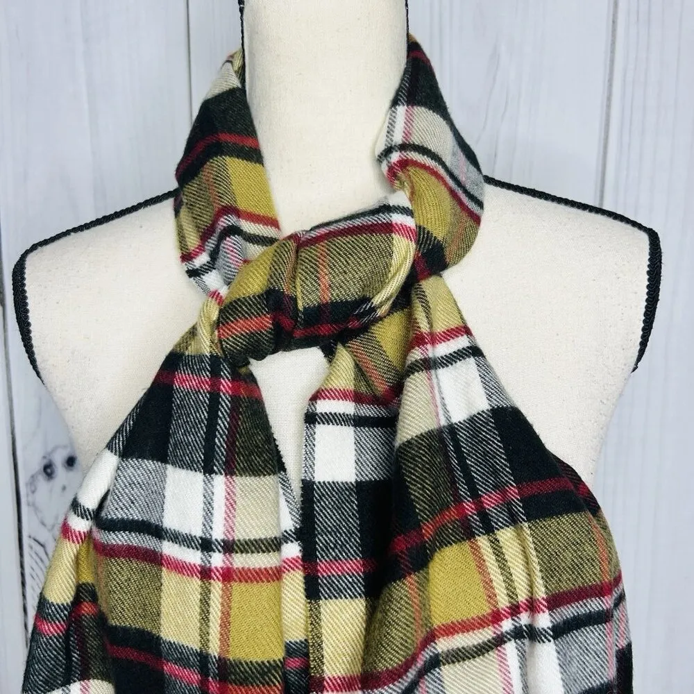 100% Cashmere Scarf Camel Tan Tartan Plaid Made in Scotland 70" x 12" NWOT - Image 2