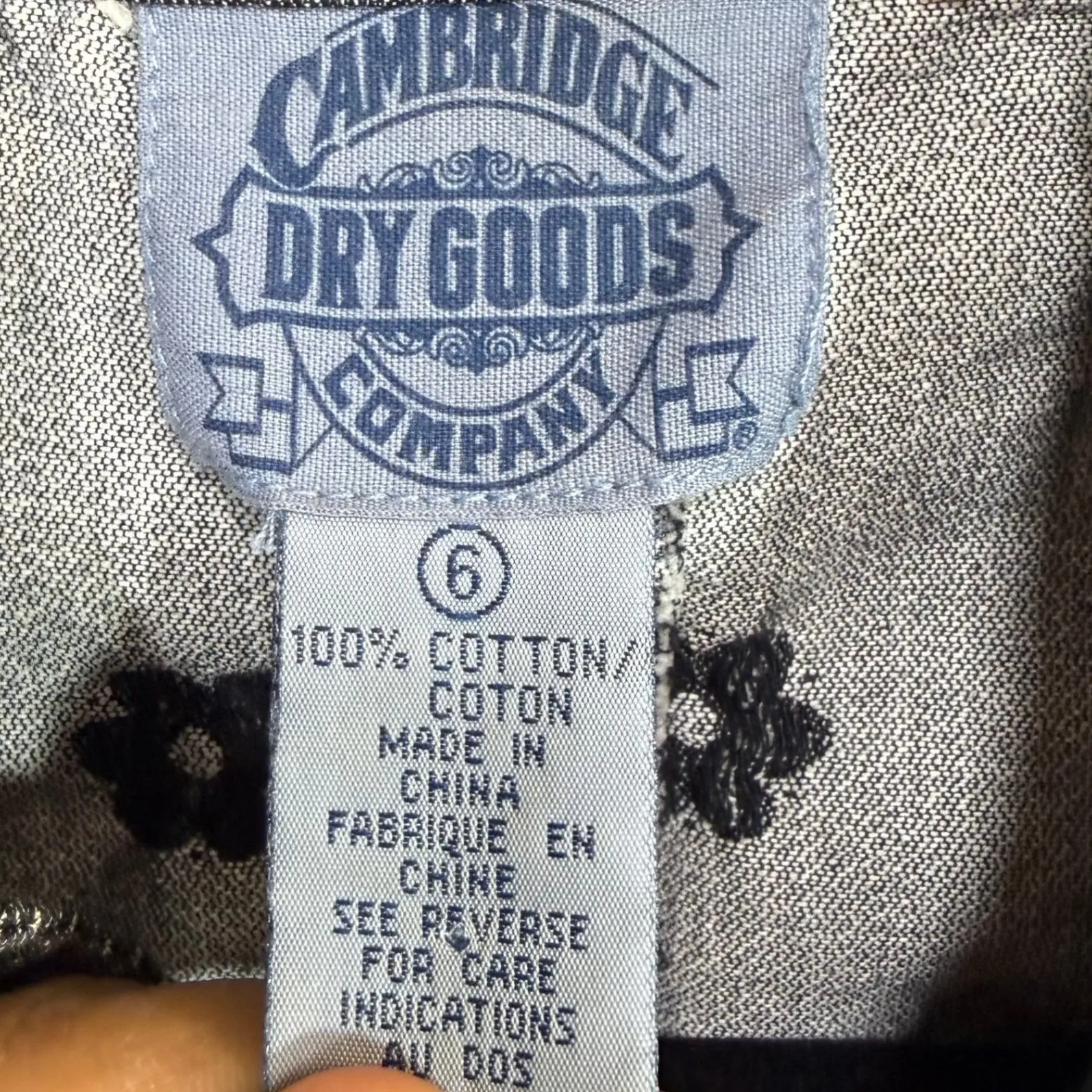 Cambridge Dry Goods 6 Floral Embroidered Denim Jacket Boho Cottage Retro Western Gray - Image 6