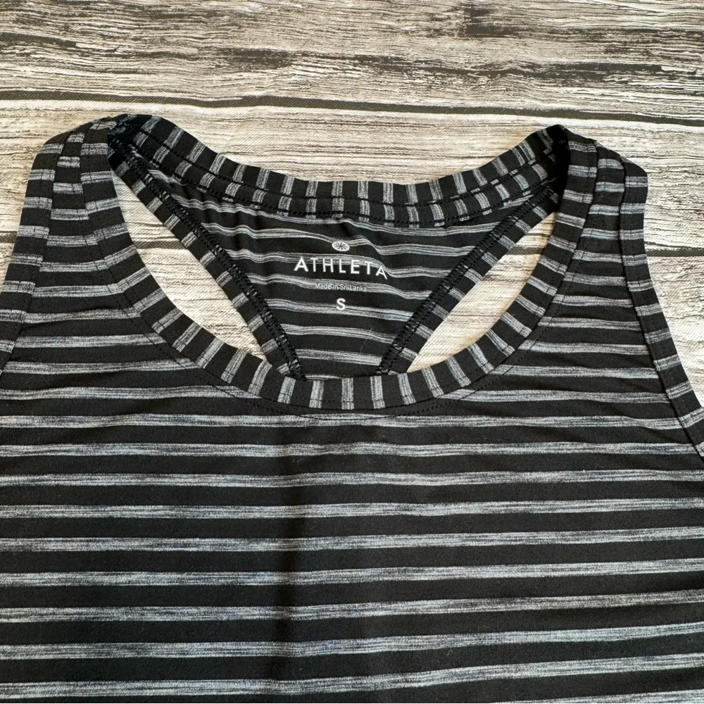 Athleta Women's Striped Racerback Athletic Tank Top Black White Gray S SM Small - Image 5