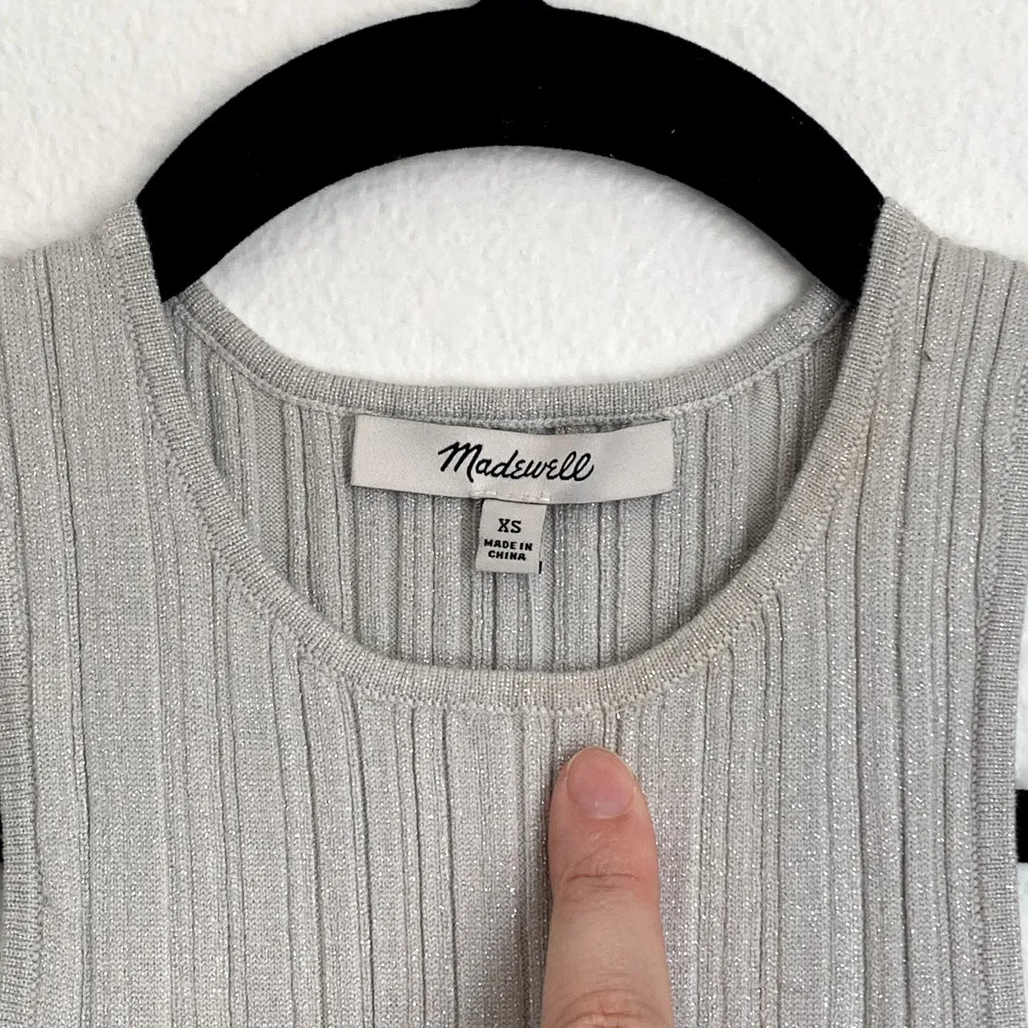 NWT Madewell Sz XS The Signature Shimmer Knit Cutaway Sweater Tank Vapor Gray - Image 9