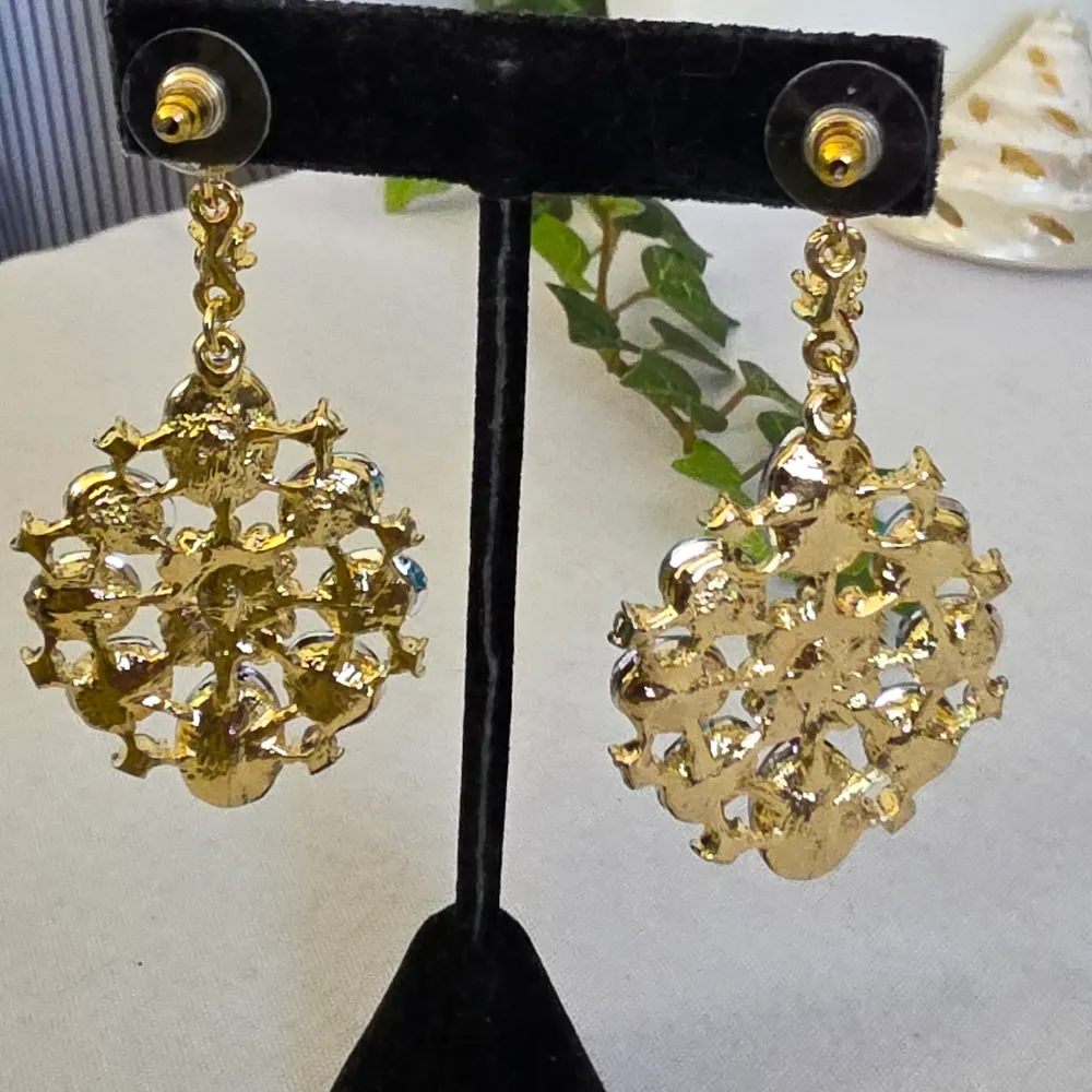 Statement Earrings Turquoise and Royal Blue Crystal Stones - Image 5