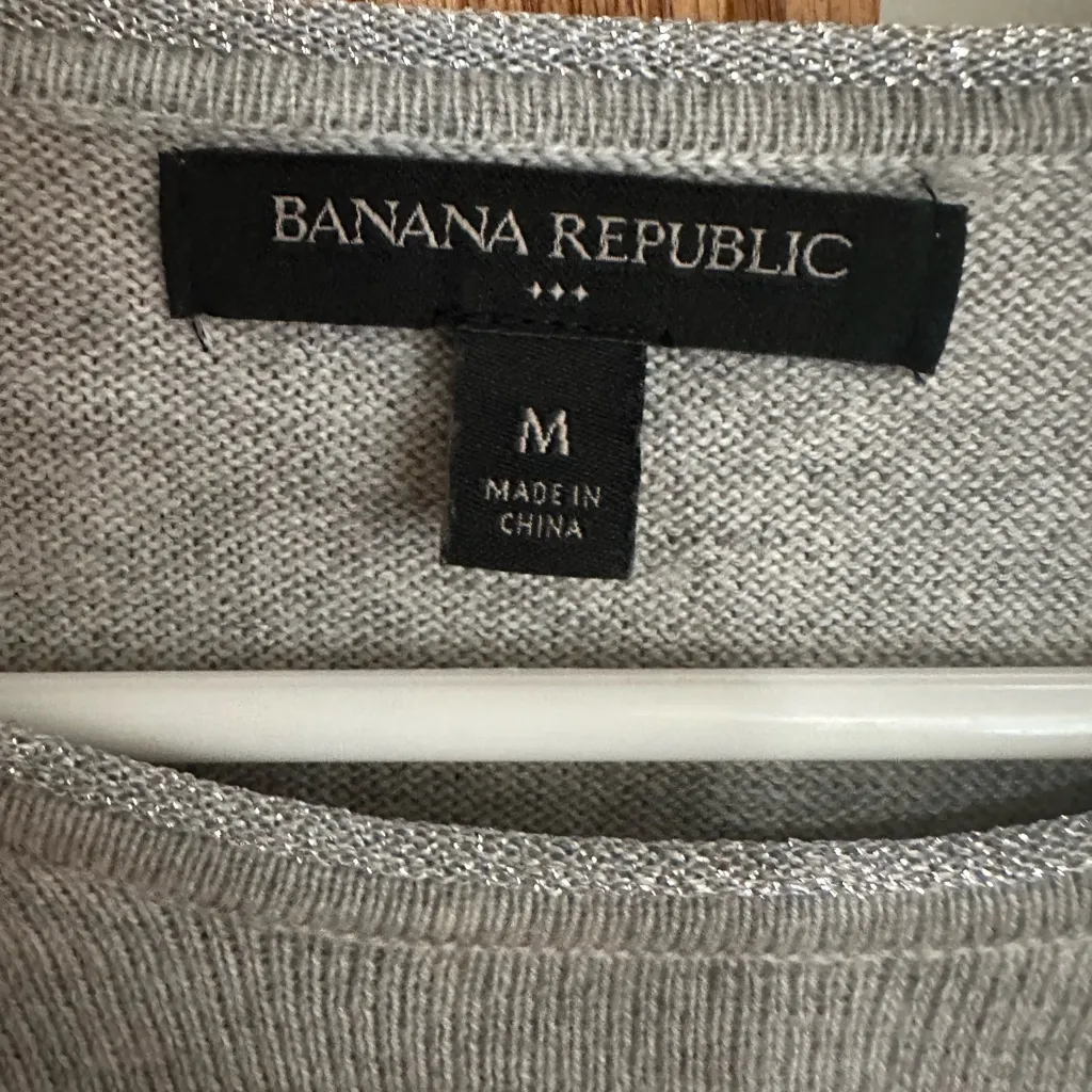 Heather Gray Women's Crew Neck Sweater with shimmery collar line - Image 2