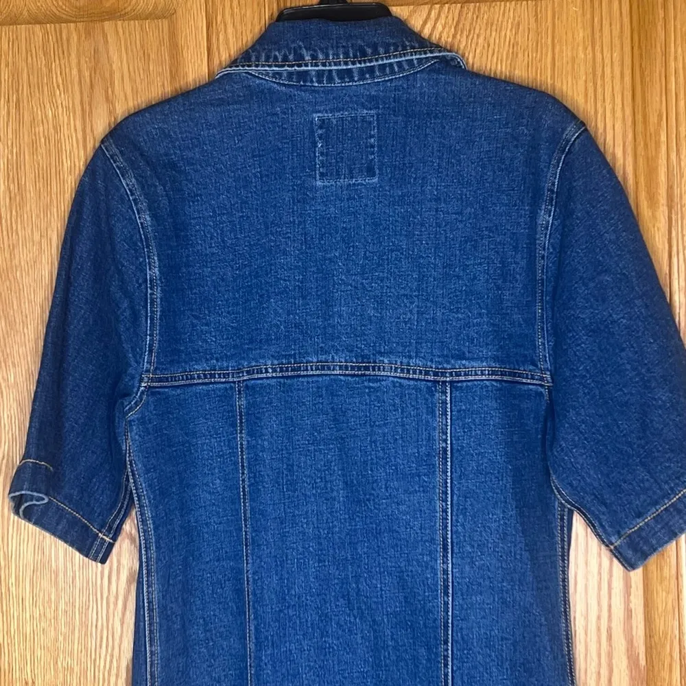 Abercrombie & Fitch A-Line Button-Up Short Sleeve Blue Denim Mini Dress Size XS - Image 11