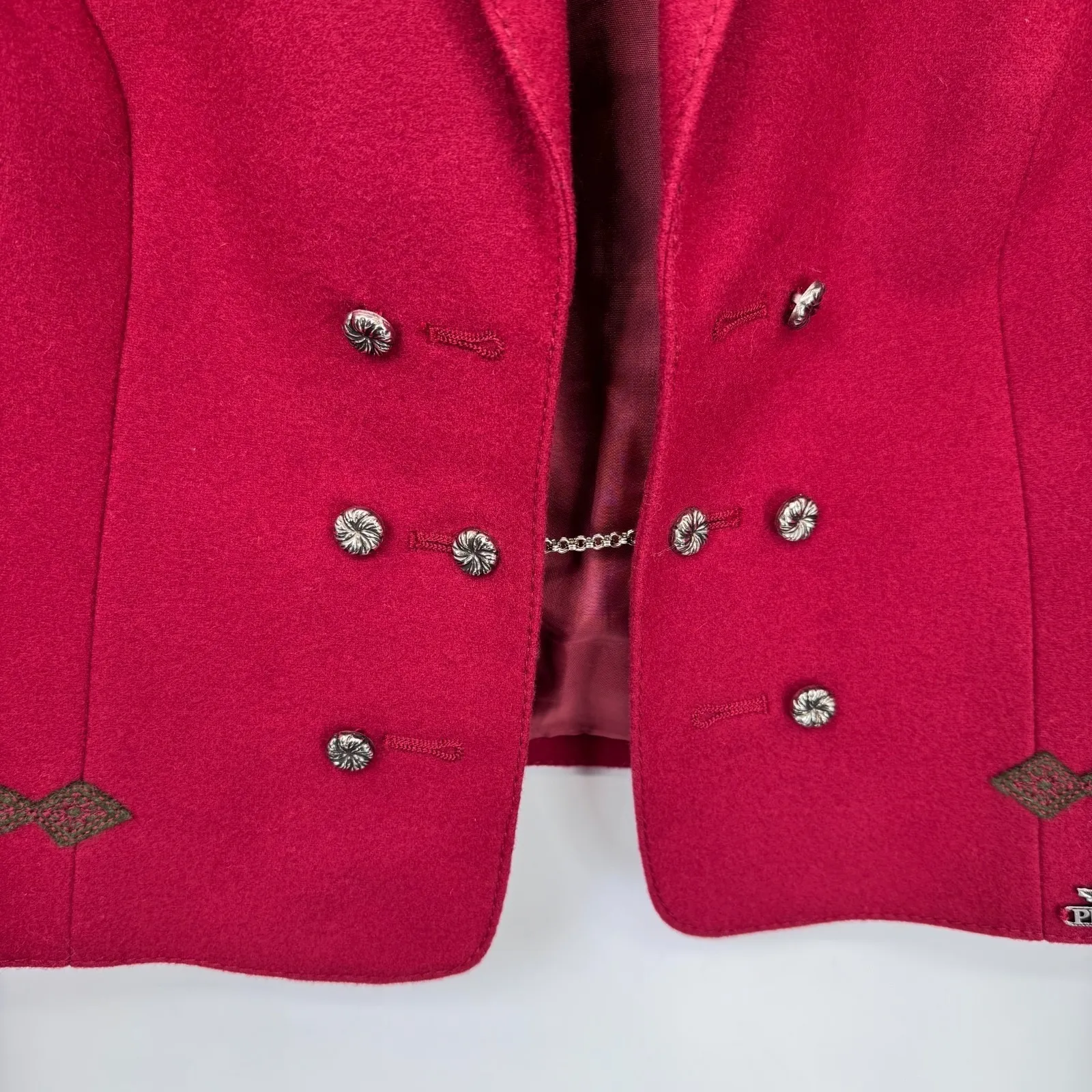 Vintage Echter Osterreichischer Loden Perma Austria Wool Military Jacket 46 Red Size undefined - Image 5