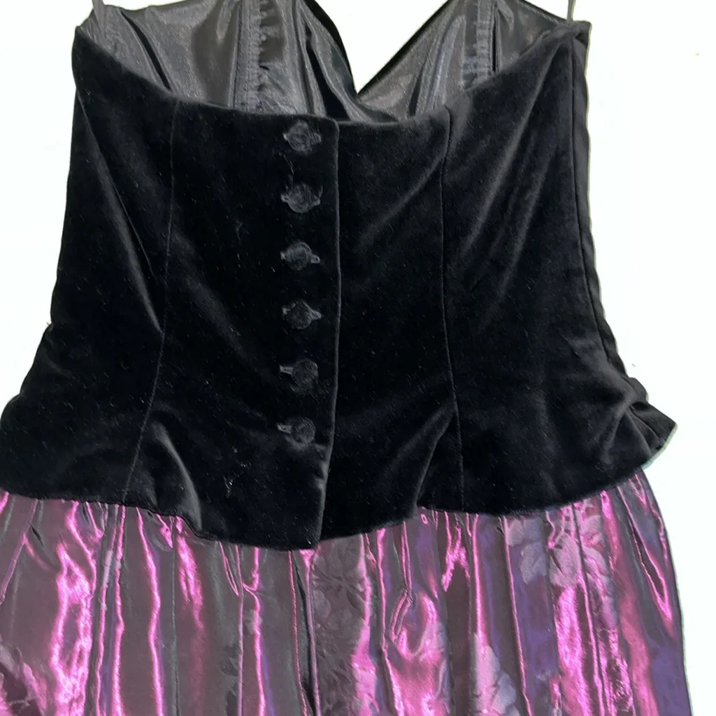 Vintage 80s Laura Ashley Strapless Velvet Purple Ball Gown - Image 7