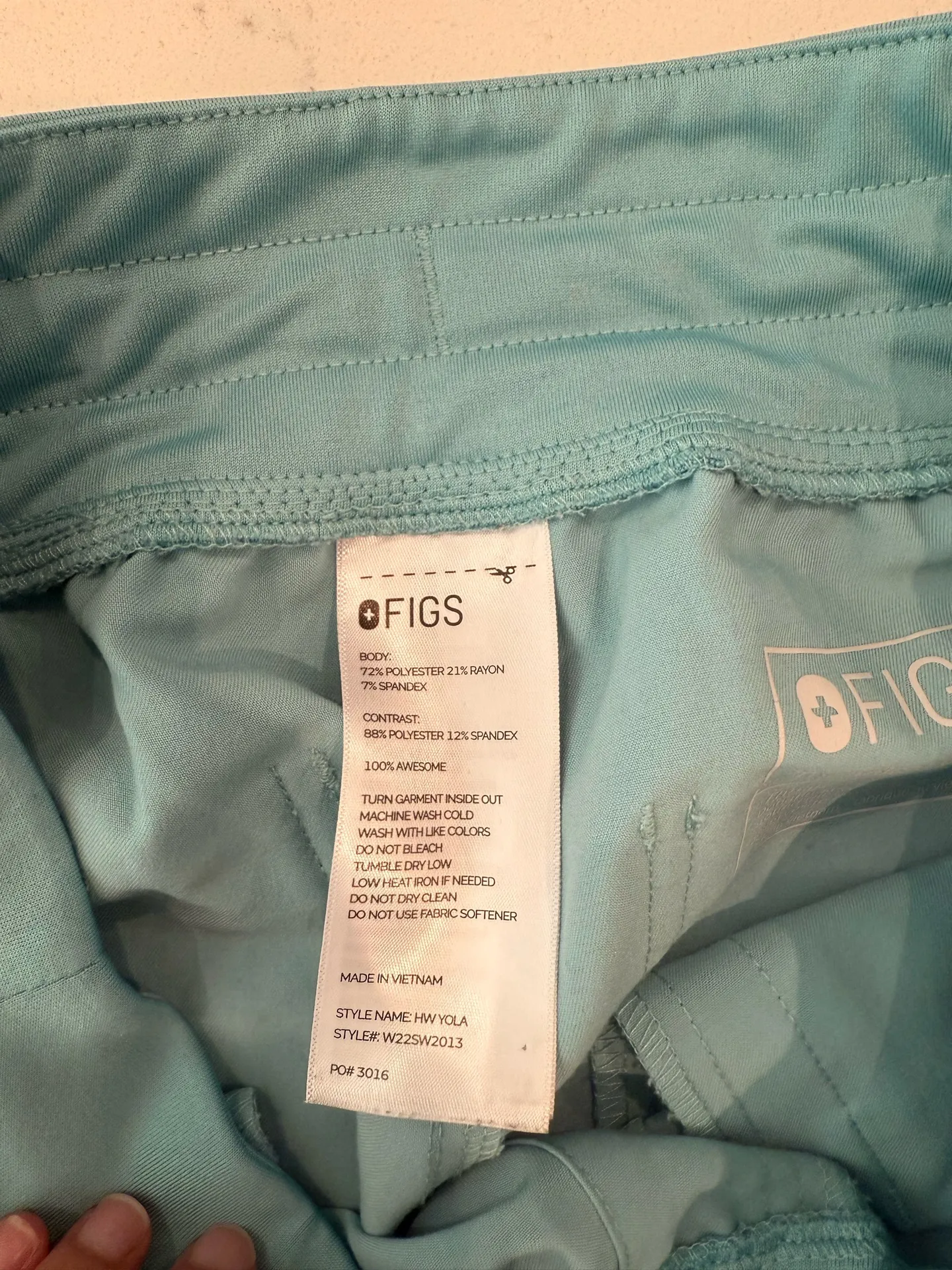 FIGS High-Waisted Yola Scrub Pants Aqua Blue S - Image 4
